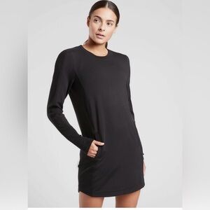 Athleta Black Balance Long Sleeve Dress with pockets size Small